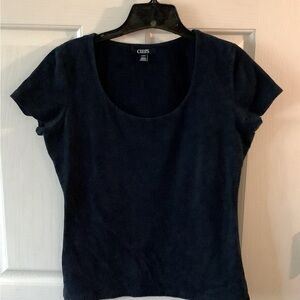 CHAPS Navy Blue, short sleeve top, size L.